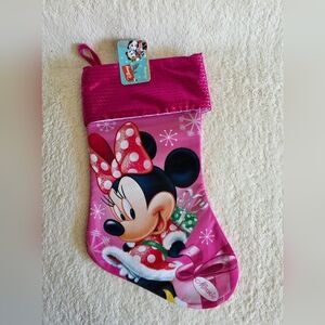 Nwt Disney Minnie Mouse Christmas Stocking with Pink cuff 16" long